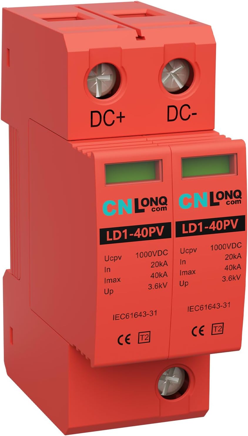 Protector contra Sobretensiones Solar DC 1000V 40KA 2P | Riel DIN | Sistemas FV