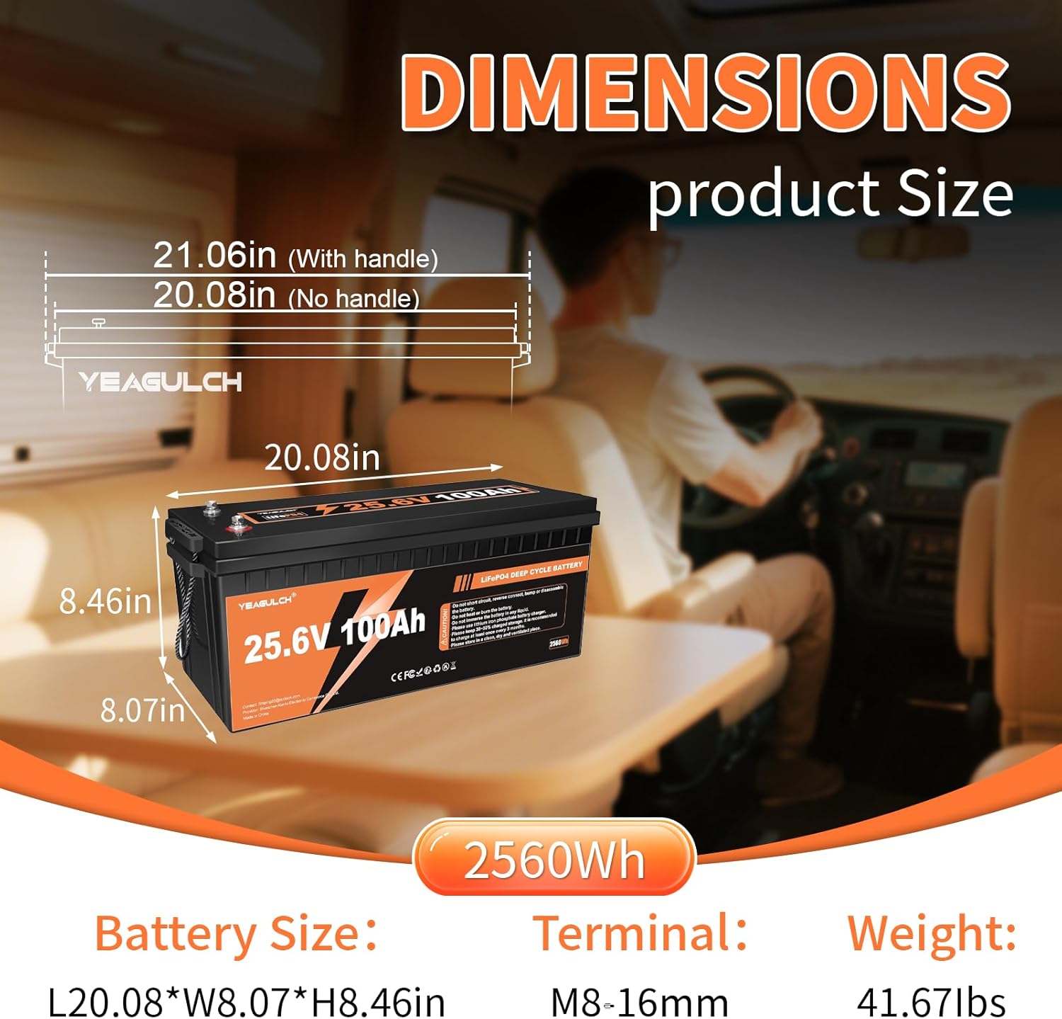 Batería LiFePO4 24V 100Ah | 2560Wh | BMS 100A | 10,000+ Ciclos